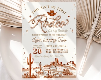 First Rodeo birthday invitation Editable 2nd Rodeo Invite Boy Cowboy Wild West Western Any Age Template Printable Digital Download