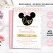 Pink and Gold Minnie Mouse Birthday Party Invitation, First, 1st Birthday, Gold Glitter, Polka Dot invite, Girl, Printable Intant download