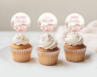 My first Rodeo Birthday Cupcake toppers Cowgirl Party Cake toppers Wild West Ranch  printable Instant Digital download