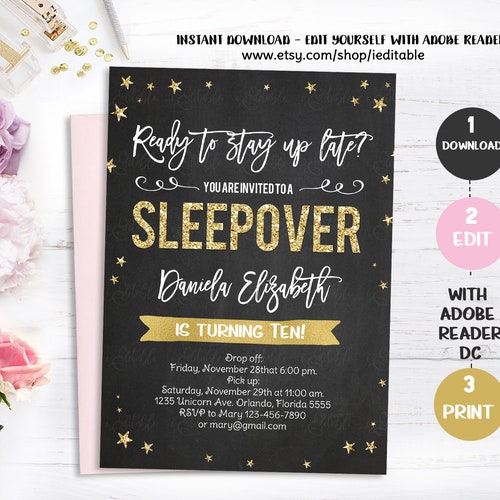 Teepee Birthday Invitation Sleepover Party Instant Download - Etsy
