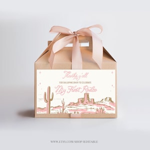 My first Rodeo Birthday Party favor Cowboy Box Label Printables Party gift box labels Wild West Ranch Digital download