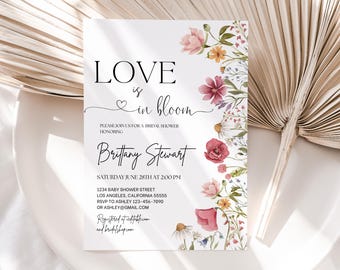 Invitation de douche nuptiale amour en fleurs modifiable L'amour est en fleurs inviter modèle imprimable jardin floral fleurs sauvages en téléchargement numérique