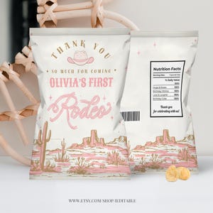 Editable My first Rodeo Bag Template Cowboy party Labels Sized to print on 8.5x11 in page Racing car vintage Printable Digital download R102
