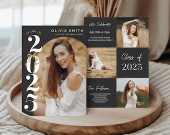 Class of 2025 Graduation Announcement Editable Canva Template Senior Grad Party Invitation Graduation Party Invite Template Digital Download