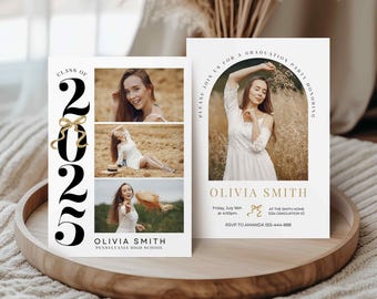Class of 2025 Graduation Announcement Editable Canva Template Senior Grad Party Invitation Graduation Party Invite Template Digital Download