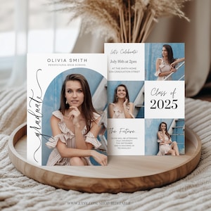 Class of 2025 Editable Graduation Invitation Announcement Grad Party Invite College High School Digital Invitations Minimalist Template
