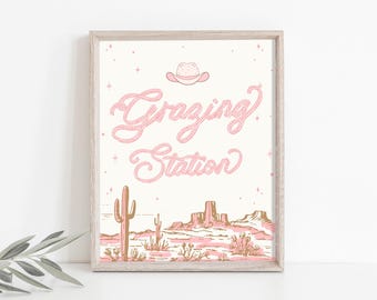 Rodeo Grazing Station Sign Table Decor Birthday Party Sign Baby Shower Cowboy Western Horse Printable Digital Download