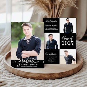 Class of 2025 Editable Graduation Invitation Announcement Grad Party Invite College High School Digital Invitations Minimalist Template
