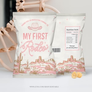 Mein erstes Rodeo Bag Label Vorlage Cowgirl Party Etiketten Größe für den Druck auf 8,5 x 11 Zoll Seite Druckbar Digitaler Download