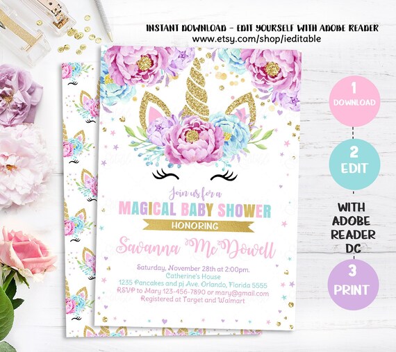 unicorn baby shower invitations walmart