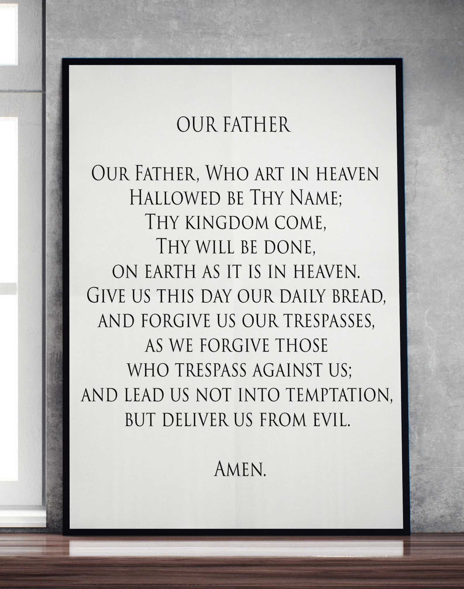 Our father prayer catholic religious poster print Phrase wall  Etsy