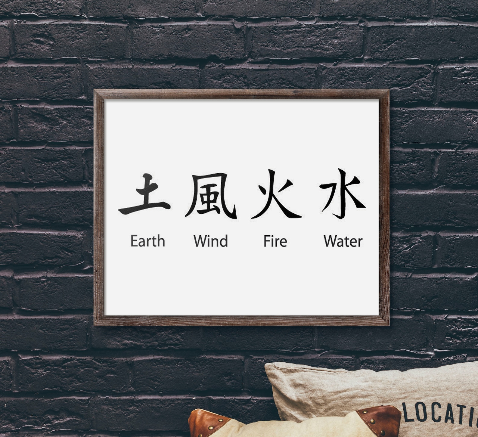 Earth Wind Fire Water. Japanese four element mystic symbol Etsy