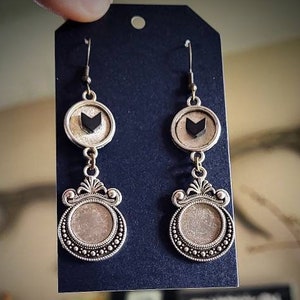 Hematite Jewelry, Vintage Earrings, Hematite Earrings, Silver Earrings, Silver jewelry, Witchy Earrings, Witchy Jewelry, Boho Earrings, Goth