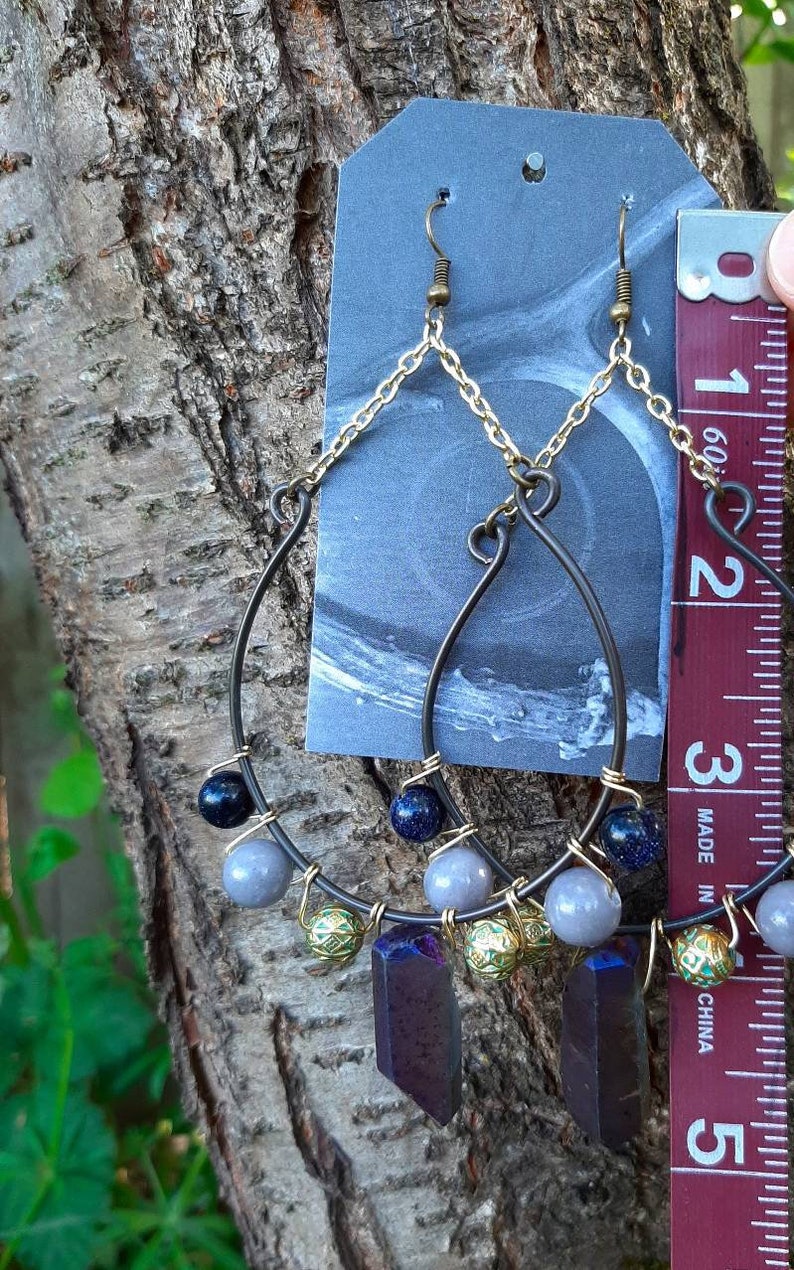 Witch Jewelry Witch Earrings Witchy Jade Jewelry Druzy Earrings Gray Jade Earrings Crystal Earrings Boho Earrings Jade Earrings