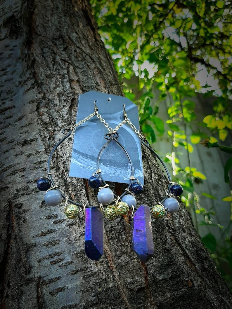 Witch Jewelry Witch Earrings Witchy Jade Jewelry Druzy Earrings Gray Jade Earrings Crystal Earrings Boho Earrings Jade Earrings