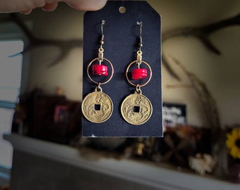 Red Coral Earrings, Coral Earrings, Red Coral Jewelry, Coral Earrings, Boho Earrings, Witchy Earrings, Witchy Jewelry, Red Coral, Goth Gifts