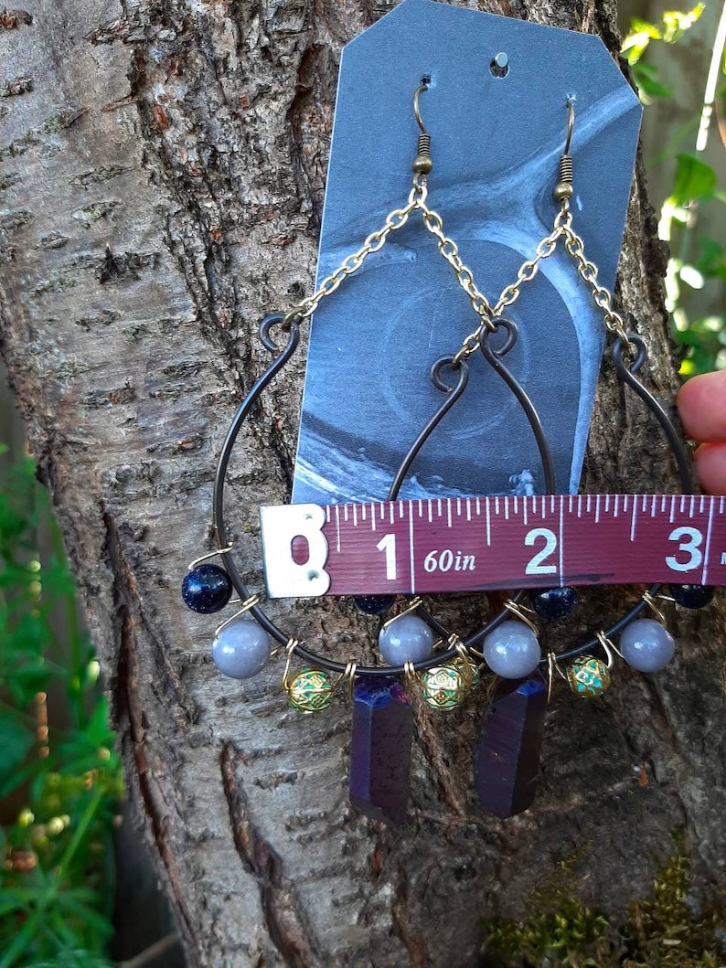 Witch Jewelry Witch Earrings Witchy Jade Jewelry Druzy Earrings Gray Jade Earrings Crystal Earrings Boho Earrings Jade Earrings