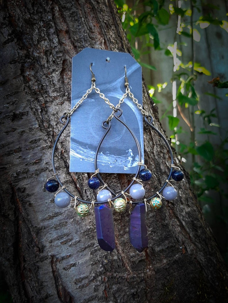 Witch Jewelry Witch Earrings Witchy Jade Jewelry Druzy Earrings Gray Jade Earrings Crystal Earrings Boho Earrings Jade Earrings