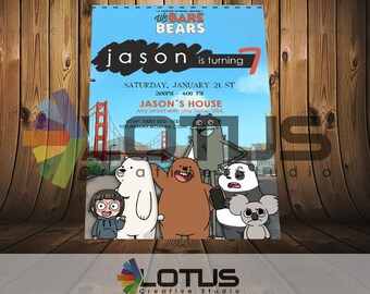 We Bare Bears Birthday Invitation Digital Download | Etsy