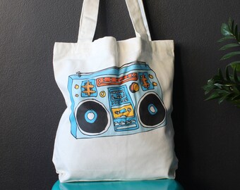 Boombox tote // 100% cotton canvas // carry bag // tote
