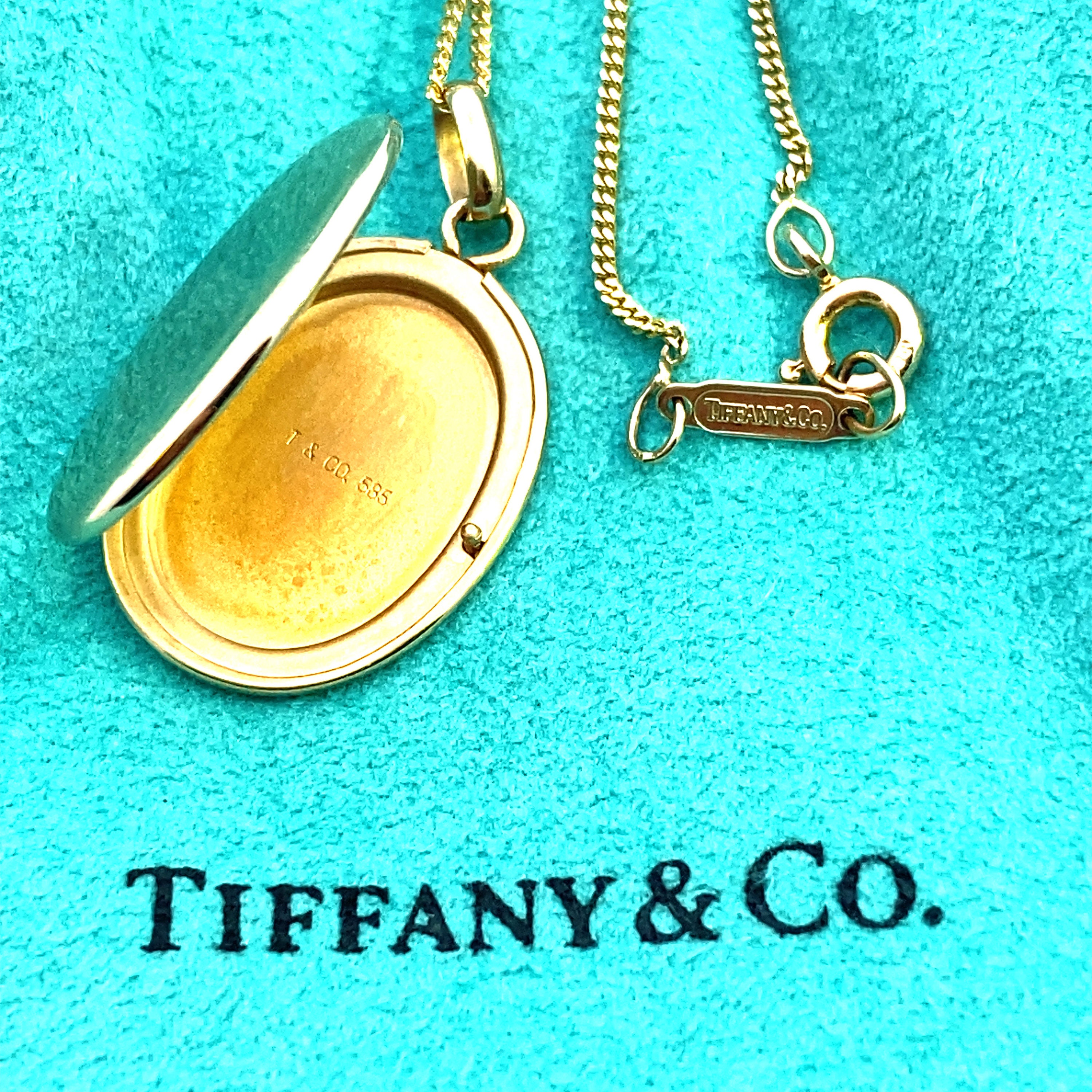 TIFFANY CO. VINTAGE 14K Gold Oval Locket Pendant Necklaces Etsy