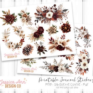 Winter Cabin Floral Planning stickers, Winter printable deco stickers, winter stickers, winter planning, Bullet Journal Stickers, Printable