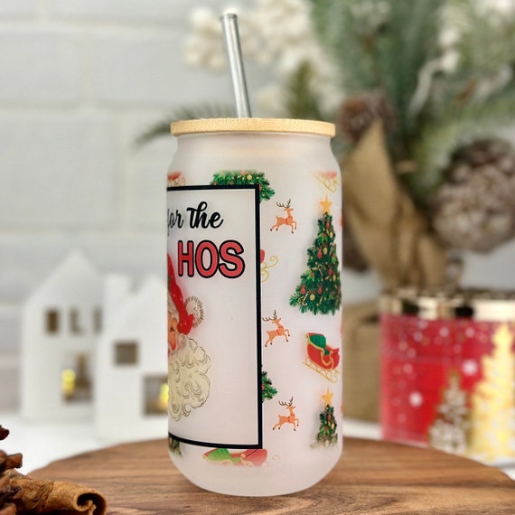 16oz Frosted Glass Cups - Christmas Designs