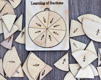 Math Set Learning Fractions, Math Manipulative, Elementary Practice Math, 4th Grade, Montessori, Educational Toy for Kids, Teach Fractions