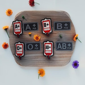 Patch tático 3D com identificação médica e tipo sanguíneo para boné, jaqueta ou bolsa.