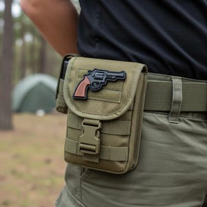 3D Tactical Revolver Cowboy Pistol Morale Patch  – with Hook Backing for cap bag vest jacket