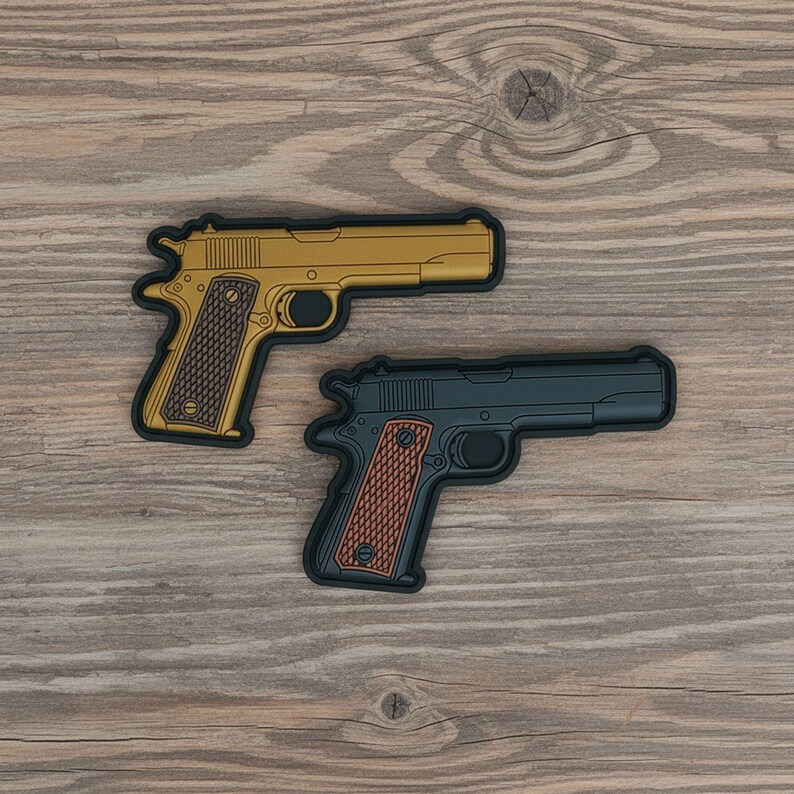 3d Pvc Rubber Patch M1911 Colt Pistol US Black Gold Gun Morale Patches