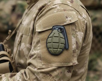 Tactische 3D-patch met militair bom- en granaatmotief – Tactische badge met klittenbandsluiting