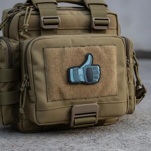 Parche táctico de moral para pulgar, guante 3D negro tostado con gancho para bolsa y chaqueta