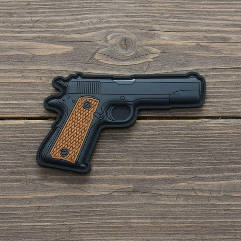 3d Pvc Rubber Patch M1911 Colt Pistol US Black Gold Gun Morale Patches