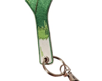 Leek Embroidered Tag Keychain - Jet tag Keyring Negi Green Onion