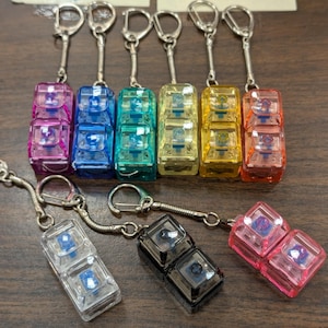Double Clear Keycap Clickers - fidget keychain, light up focus accessories