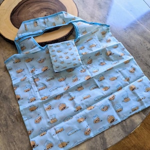 Reusable bags - Foldable nylon bags with attached pocket and cute patterns