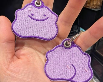 Ditto Butt Embroidered Tag Keychain - Mini Jet tag Keyring Purple Butto