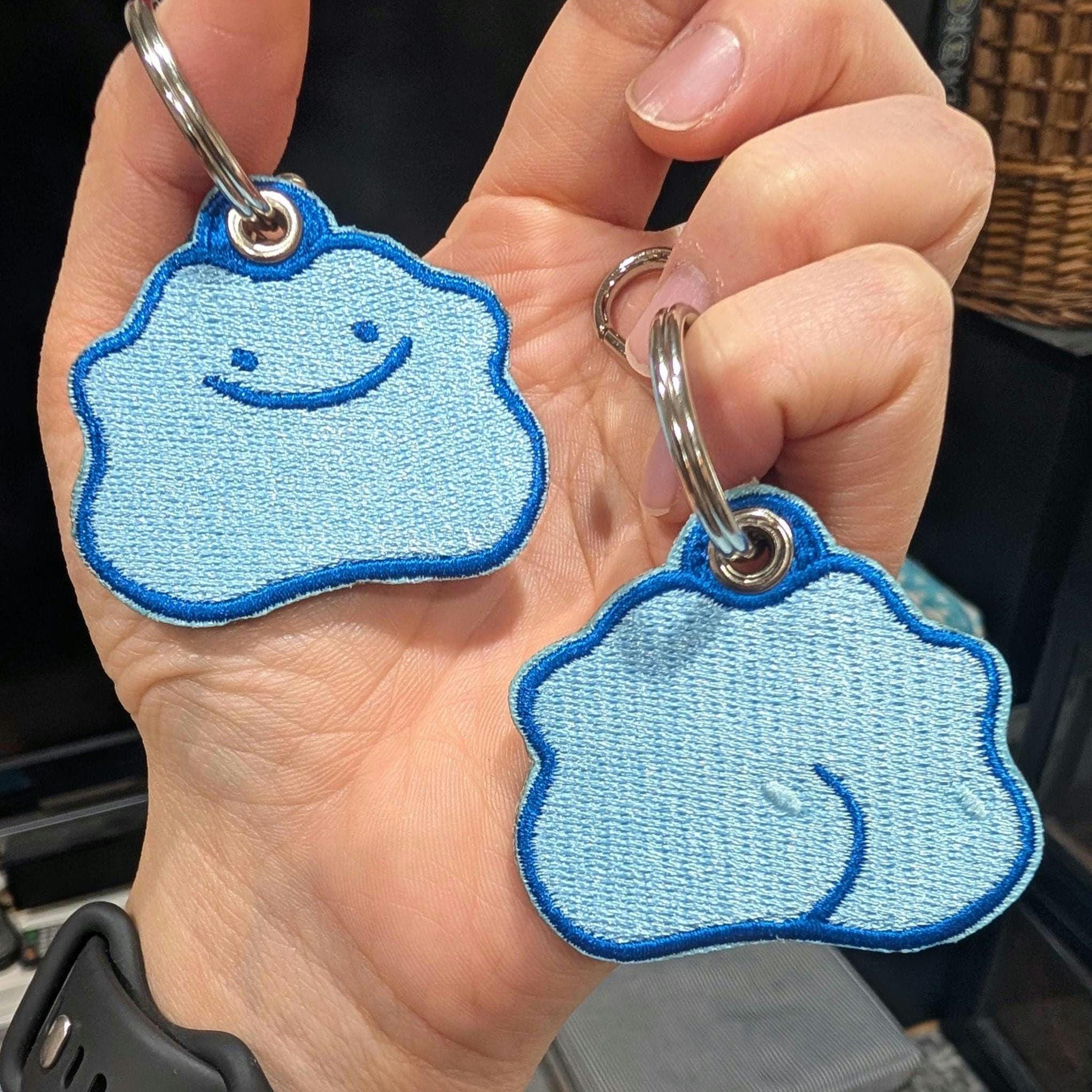 Ditto Butt Embroidered Tag Keychain - Mini Jet Tag Keyring Purple