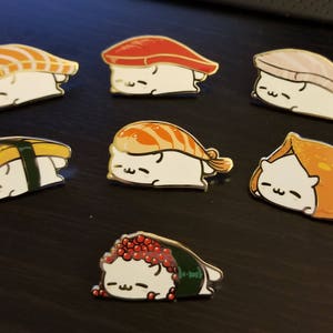 Sushi Cat Mewchi Hard Enamel Pin - Rice kitty Nigiri 1.25"~1.5"