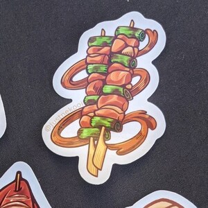Night Market Food Themed Vinyl Stickers - Grilled Squid Taiyaki ...