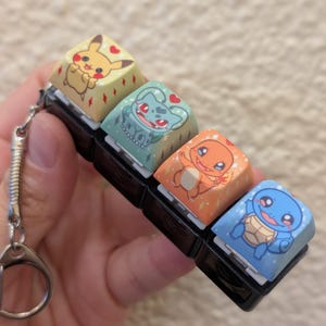 Cute Creature Starter Keycap Clickers - fidget keychain, keyboard caps grass water fire