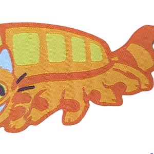 Cat Car Embroidered Tag Keychain - Jet tag Keyring Orange Cat