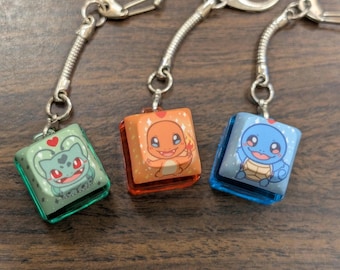 Cute Creature Starter Keycap Clickers - fidget keychain, keyboard caps grass water fire