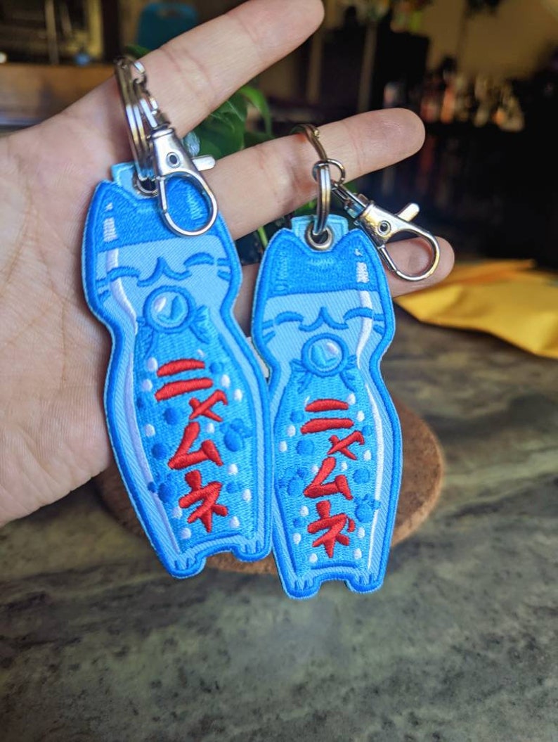 Cute Cat Embroidered Tag Keychain Kawaii Neko Jet Tags Etsy