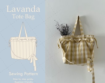 Molde para Bolsa Tote Acolchoada – Molde de Costura em PDF com Bolsos – Molde para Bolsa de Tricô – Download Digital Fácil para Iniciantes