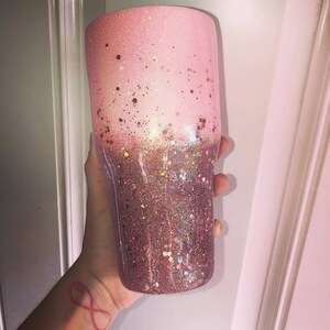 Light Pink and Rose Gold glitter Tumbler, Personalized tumbler, Glitter Tumbler, 2 toned. Rose Gold glitter Tumbler