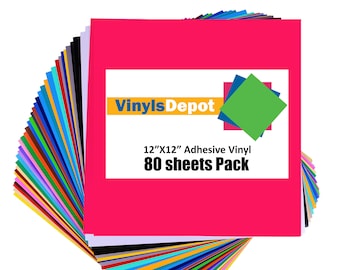 VinylsDepot Pack of 80 Assorted Adhesive Vinyl Sheets for crafts.