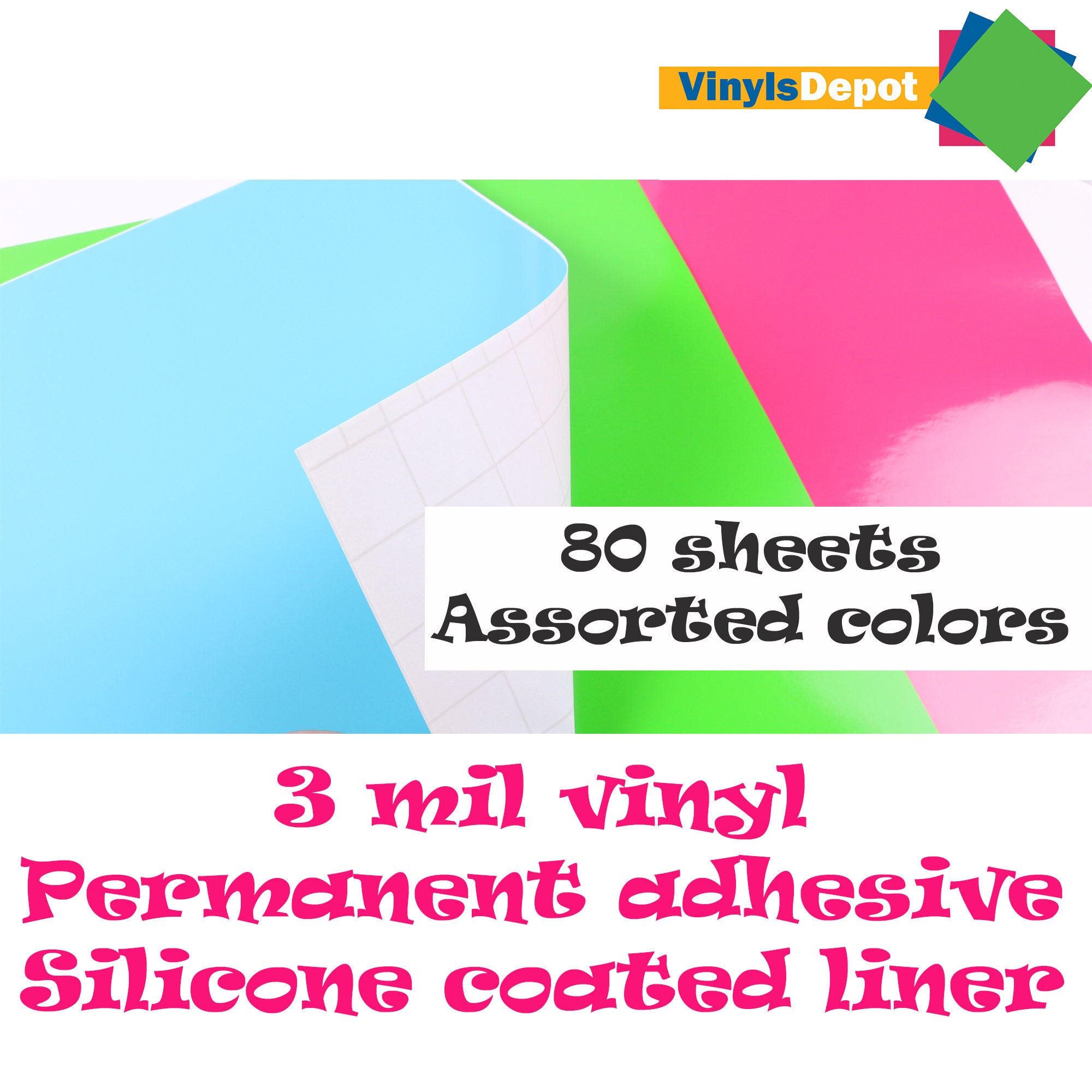 VinylsDepot Pack von 80 verschiedene Klebstoff Vinyl-Blätter | Etsy