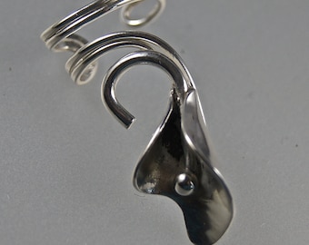 ear cuff calla lilly sterling silver